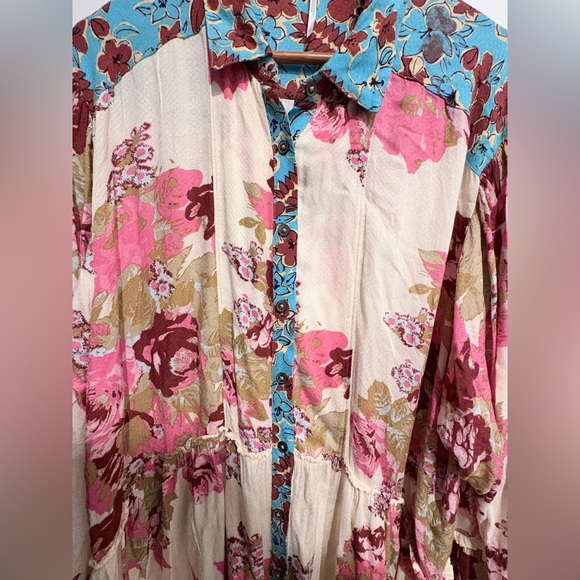 Free People Brunch A Bunch Boho Tunic Shirt L - Picture 9 of 11